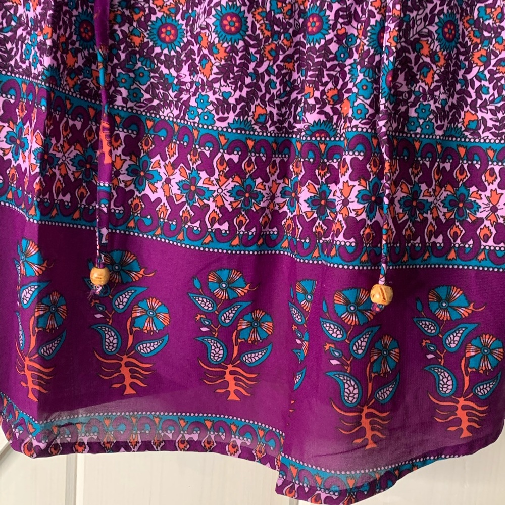 Women’s Fashion Fuse Purple Floral Wide Short Sleeve Oversized Boho Tunic Small - Picture 4 of 10